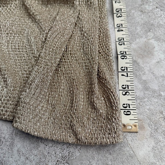 Lauren Ralph Lauren Evening Metallic Gold Ruched Gown Brooch Dress 4 - Picture 8 of 12